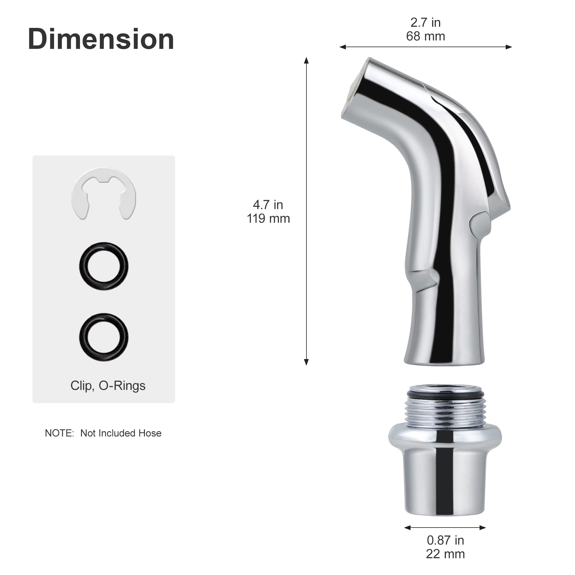 Universal Fit Sink Spray Attachment, Kitchen Side Sprayer Head, Pull Out Spray Head, Faucet Sprayer Replacement For Delta, Moen, Kolher and Other OEM Brands, Chrome Finish, Ergonomic Design