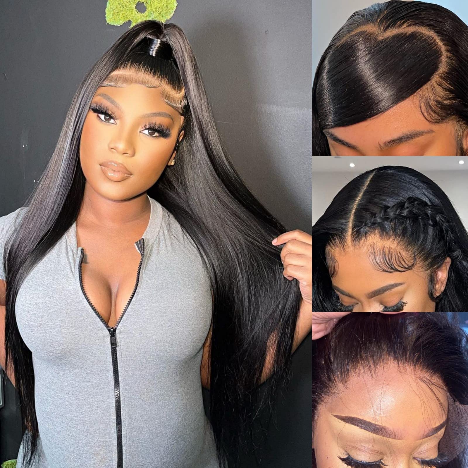 Miss Flower 250% Density HD Lace Front Wigs Human Hair 26Inch 15A Grade Real Full Large Lace Space 13x4 Straight Lace Frontal Wigs Human Hair Pre Plucked For Black Women