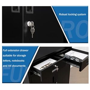 CJF Metal Storage Cabinet with 2 Doors and 2 Locking Drawers, Storage Cabinets for Office/Home/Garage 36.2" H x 31.5" W x 15.7" D (Black)