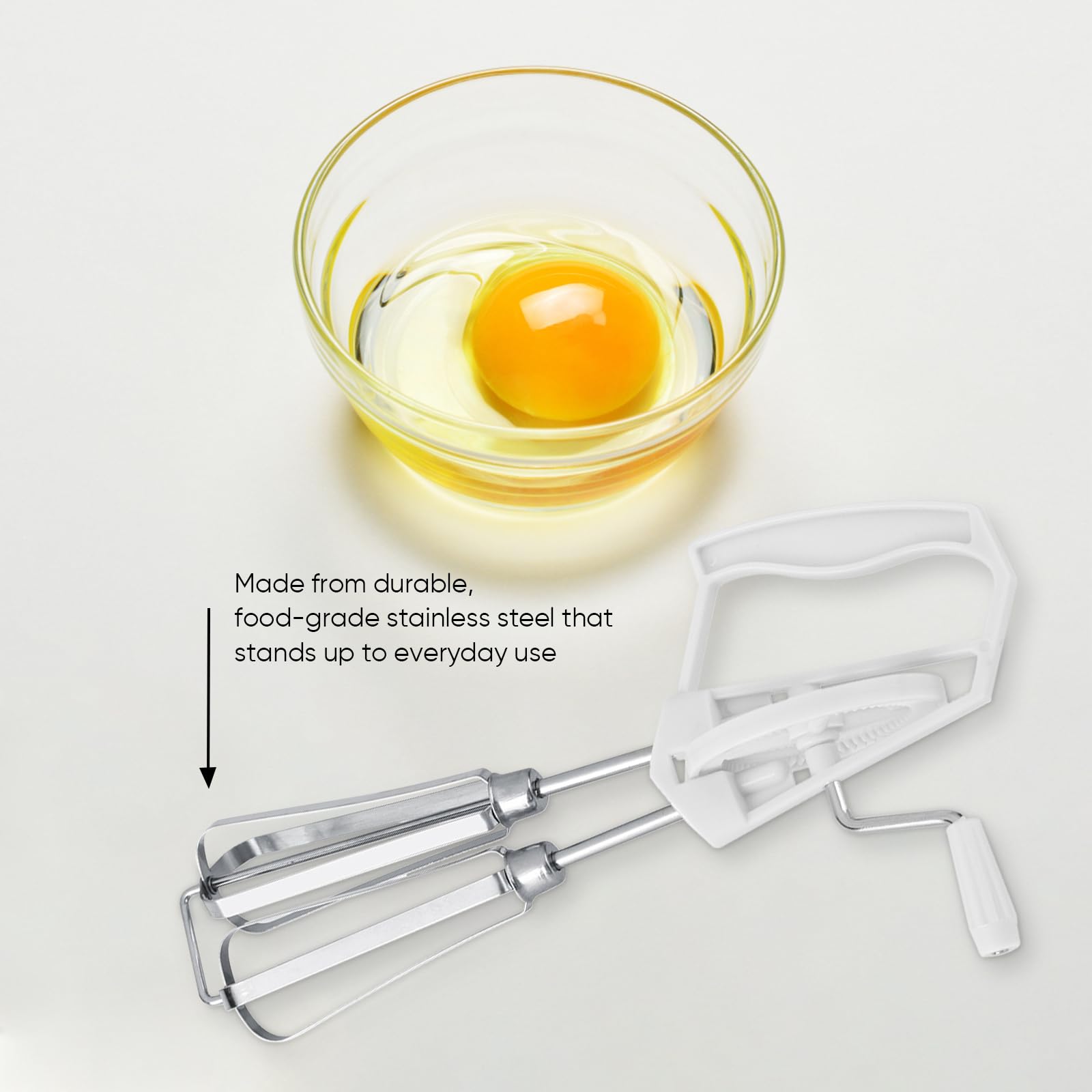 Handheld Egg Beater,Egg Beaters Hand Crank, Stainless Steel Manual Whisk Egg Beater Rotary Handheld Egg Frother Mixer Cooking Tool Kitchen,Egg Beater with Crank,Stainless Steel Dishwasher Safe