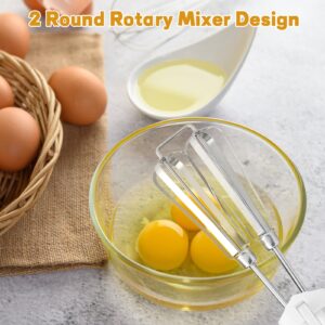 Handheld Egg Beater,Egg Beaters Hand Crank, Stainless Steel Manual Whisk Egg Beater Rotary Handheld Egg Frother Mixer Cooking Tool Kitchen,Egg Beater with Crank,Stainless Steel Dishwasher Safe