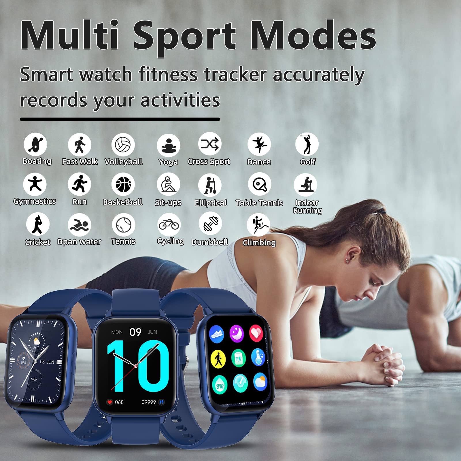 Smart Watch (Answer/Make Call), 1.9" Smartwatch Fitness Tracker for Android and iOS Phones with Heart Rate Sleep Tracking, Multi Sport Modes, Blood Oxygen, Ai Voice Control,Fitness Watch for Women Men