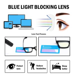 ZXYOO 4 Pack Oprah Style Reading Glasses for Women Men Blue Light Blocking Computer Square Metal Spring Readers +1.5