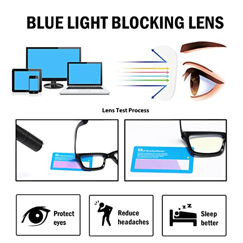 ZXYOO 4 Pack Oprah Style Reading Glasses for Women Men Blue Light Blocking Computer Square Metal Spring Readers +2.0