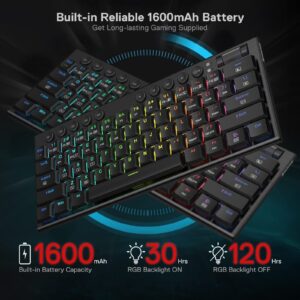 Redragon K632 PRO 60% Wireless RGB Mechanical Keyboard, BT/2.4Ghz/Wired Tri-Mode Ultra-Thin Low Profile Gaming Keyboard w/No-Lag Connection, Dedicated Media Control & Linear Red Switch