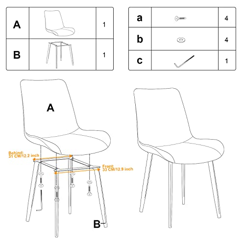 Ironalita White Dining Chairs Set of 4, Faux Leather Mid Century Modern Chairs with Metal Chair Legs, Kitchen Chairs for Dining Room, Restaurant, Living Room