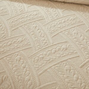 Brandream Queen Size Quilt Sets Cotton Beige Quilt Set Farmhouse Bedding Matelasse Quilted Bedspreads Coverlet Set Queen Full Size