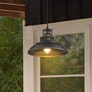 FEMILA Industrial Pendant Lights Fixture,2 Lights Farmhouse Hanging Lights for Kitchen Island,12 inch Oil Rubbed Bronze Finish,4FY15-MP-2PK ORB