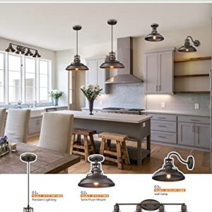 FEMILA Industrial Pendant Lights Fixture,2 Lights Farmhouse Hanging Lights for Kitchen Island,12 inch Oil Rubbed Bronze Finish,4FY15-MP-2PK ORB