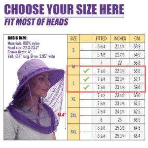 USHAKE Head Net Hat, Safari Hat Sun Hat Bucket Hat with Hidden Net Mesh Light Purple