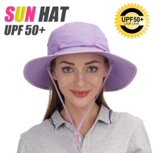 USHAKE Head Net Hat, Safari Hat Sun Hat Bucket Hat with Hidden Net Mesh Light Purple