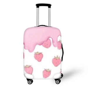 coeqine women girls luggage cover suitcase protector washable baggage covers 18-32 inch print strawberry pink