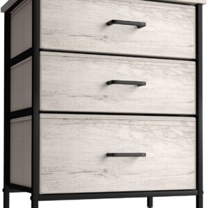 Sorbus Nightstand Dresser with 3 Faux Wood Drawers - Bedside Table Chest with Storage, Steel Frame, Wood Top, Easy Pull Fabric Bins for Bedroom, Living Room, Closet & Dorm Furniture Lamp Stand