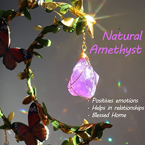 Suncatcher - Amethyst Moon Crystal Sun Catcher Window Hanging, Good Luck Charms Gifts for Women Chrismas Thanksgiving Birthday Crystal