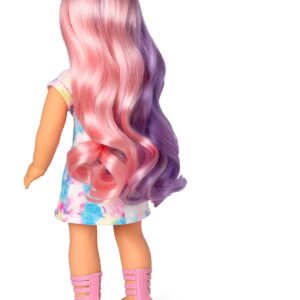 American Girl Truly Me 18-inch Doll #116 with Blue Eyes, Purple-and-Pink Hair, Light Skin, Tie Dye T-shirt Dress, For Ages 6+