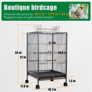 BestPet 35 inch 53 inch Wrought Iron Bird Cage with Play Open Top and Rolling Stand,Large Parrot Cage Bird Cages for Parakeets,Cockatiel, Canary, Finch, Lovebird, Parrotlet,Pigeons (35 inch)