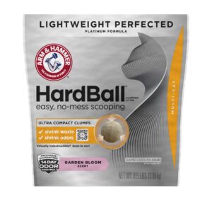 arm & hammer hardball lightweight easy no-mess scooping garden bloom scent platinum multi-cat clumping litter, 8.5lb bag