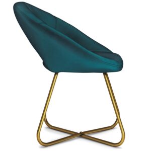 SIMPLIHOME Barrett 24 Inch Wide Mid Century Modern Accent Chair in Teal Velvet Fabric, For the Living and Family Room