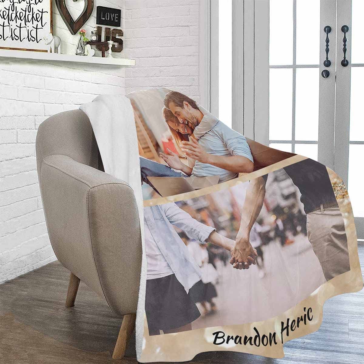 D-Story Personalized Blanket with Photo Text Custom Throw Blanket for Girlfriend Personalized Couples Gifts Best Birthday Gift Suitable for Rest Camping 2 Photos Collage 5 Size(30"x40")