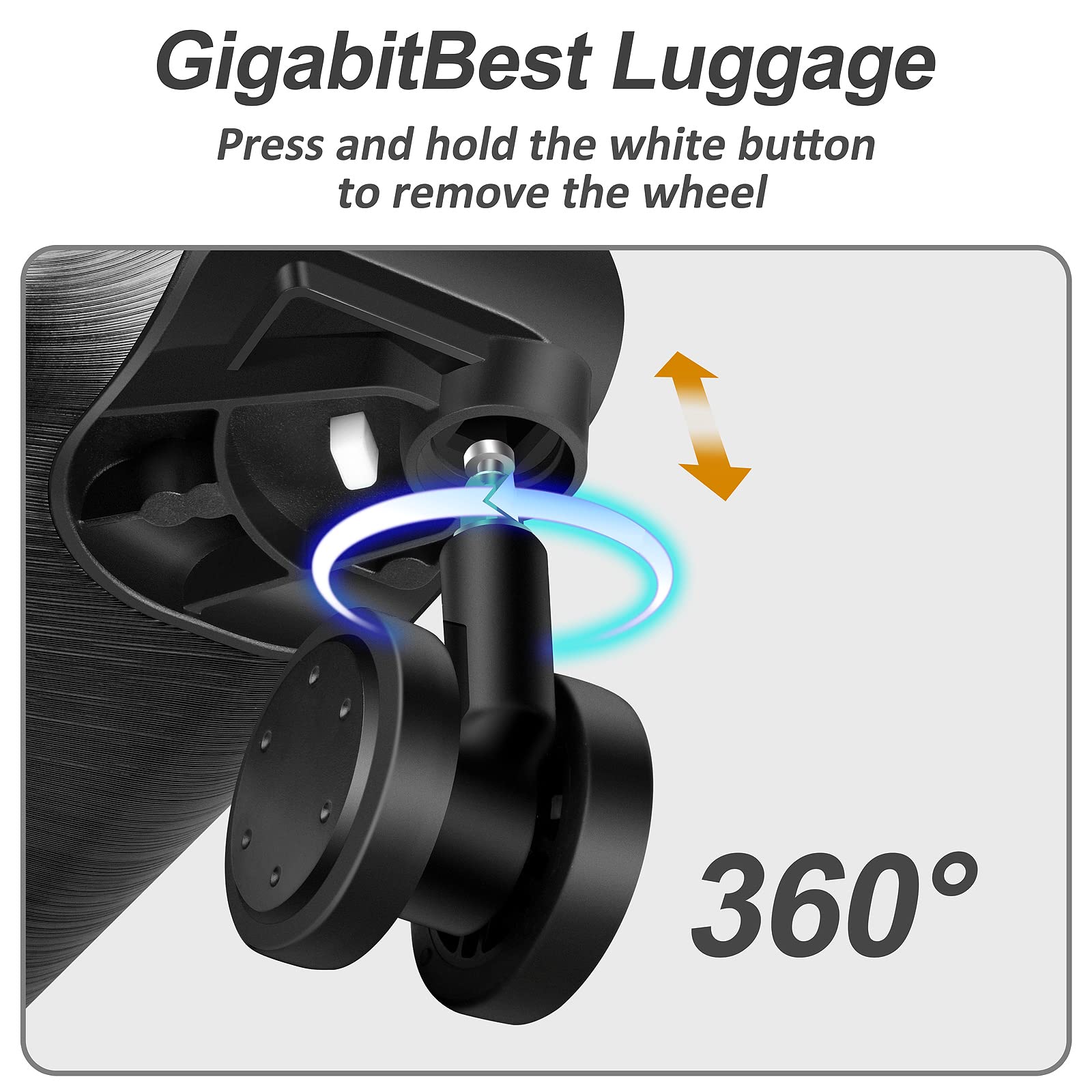 GigabitBest Luggage Sets Clearance Spinner Wheels Suitcase 3 Piece Set PC+ABS with TSA Lock Carry on Hardshell Lightweight 20in 24in 28in, Black