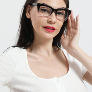 REAVEE 3 Pack Oprah Style Reading Glasses Blue Light Blocking Computer Square Retro Readers for Women with Spring Hinge 2.0