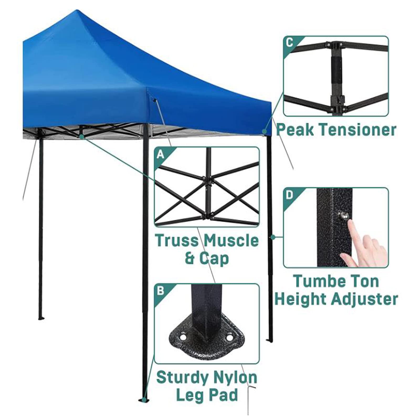 10x10 Pop Up Canopy Tent,Outdoor Canopy Tent,Portable Waterproof Canopy Folding,Commercial Instant Shelter Tent Adjustable Canopy Tent with Portable Bag Lightweight Anti UV Party Tent(Blue)