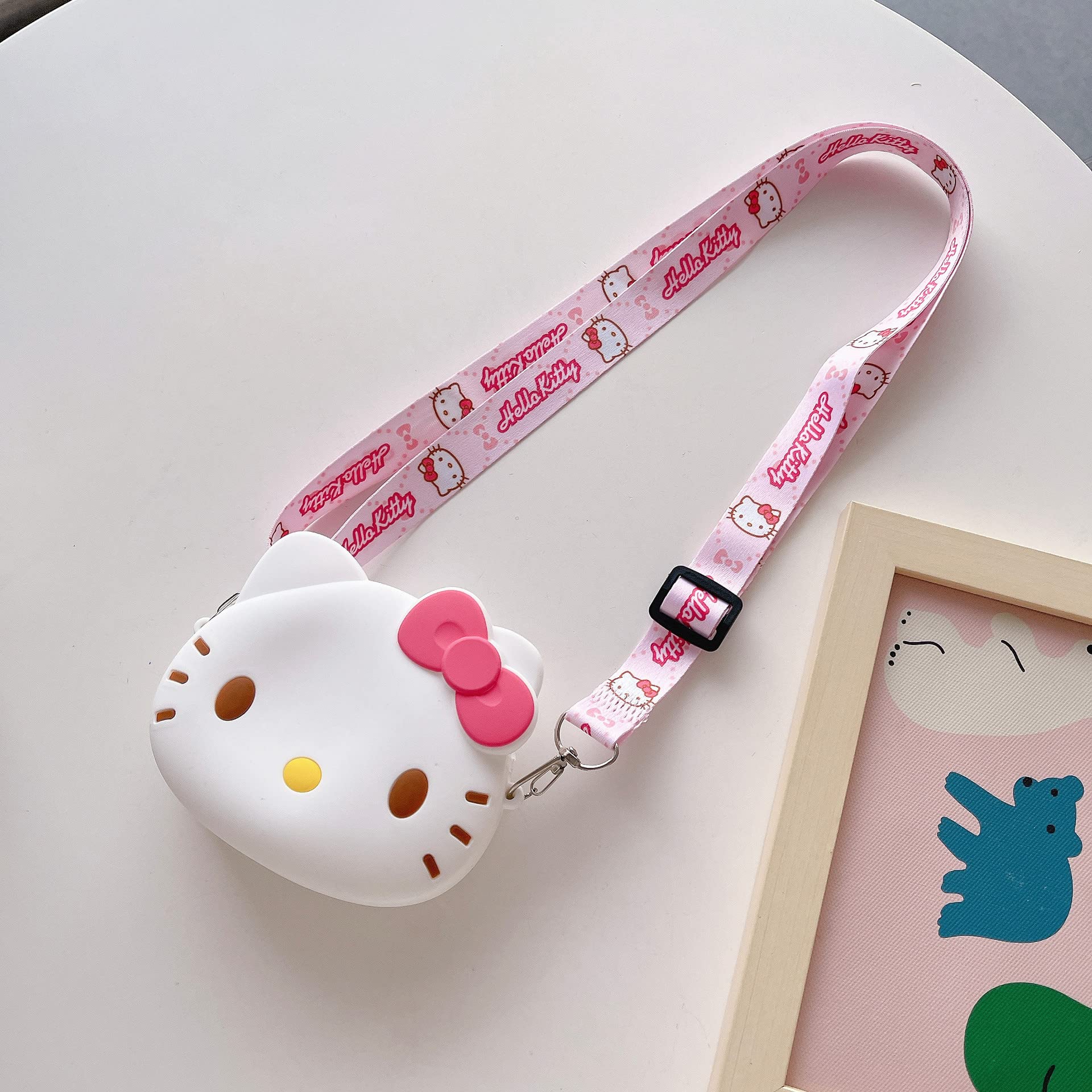 Kitty Cat Purse with Adjustable Lanyard And Stickers, Zipper Kitty Cat Wallet Kuluomi Crossbody Bag Shoulder Bag Coin Pouch Sanlio Accessories for Women