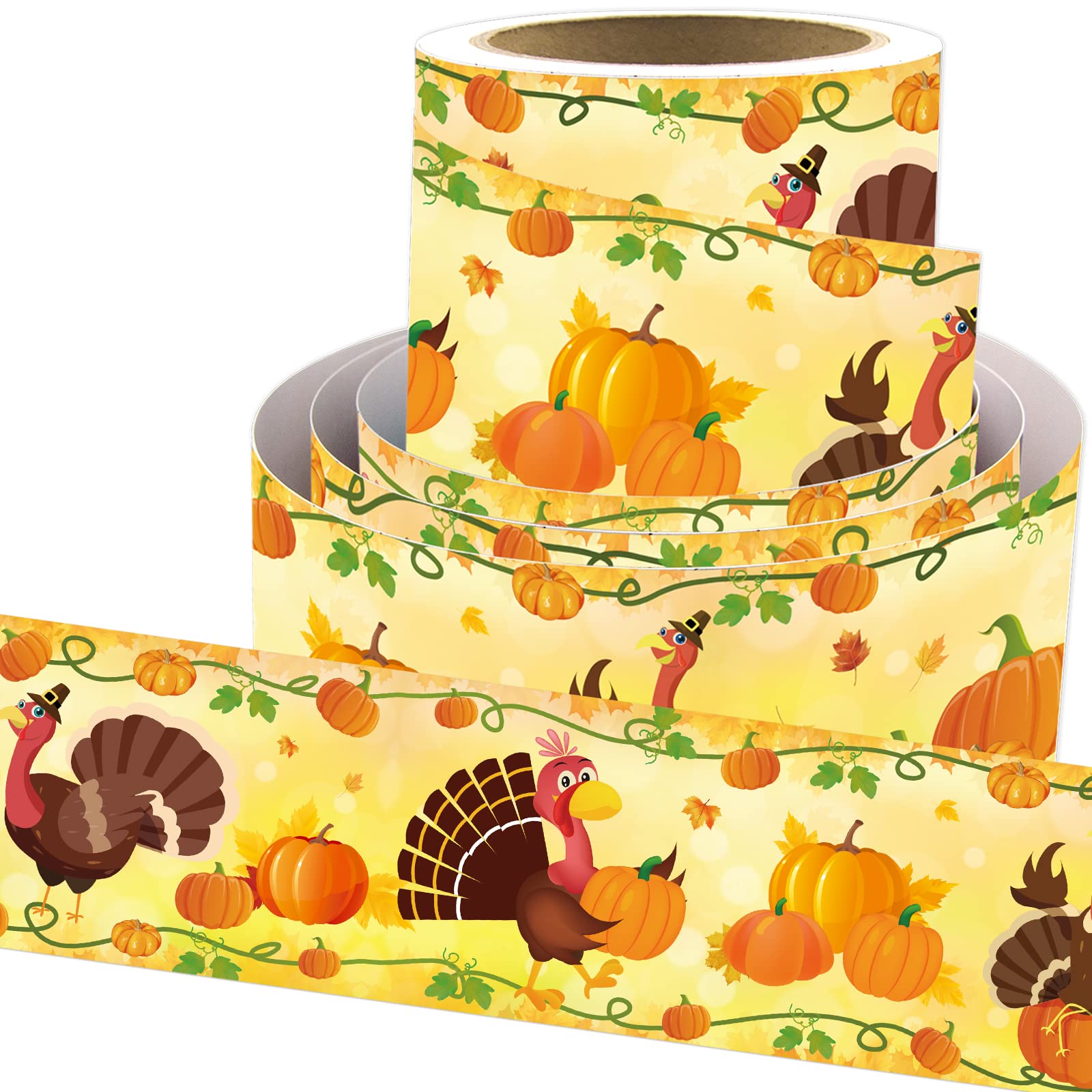 Thanksgiving Turkey Bulletin Board Border Fall Pumpkin Borders for Classroom Decoration 36Ft