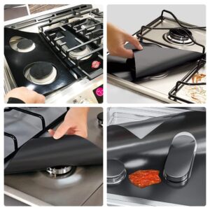 3PCS Customizable Stove Protectors for Gas Range, Burner cover Top Cover, Covers, Easy Clean Non-Stick Reusable Guard, Heat Resistant Range Black, (FHD001)