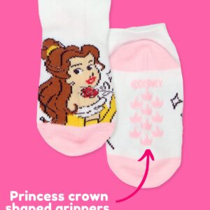 Disney Princess Toddler Girls 6 Pack Socks with Grippers (X-Small (2-4T), Aqua Blue)