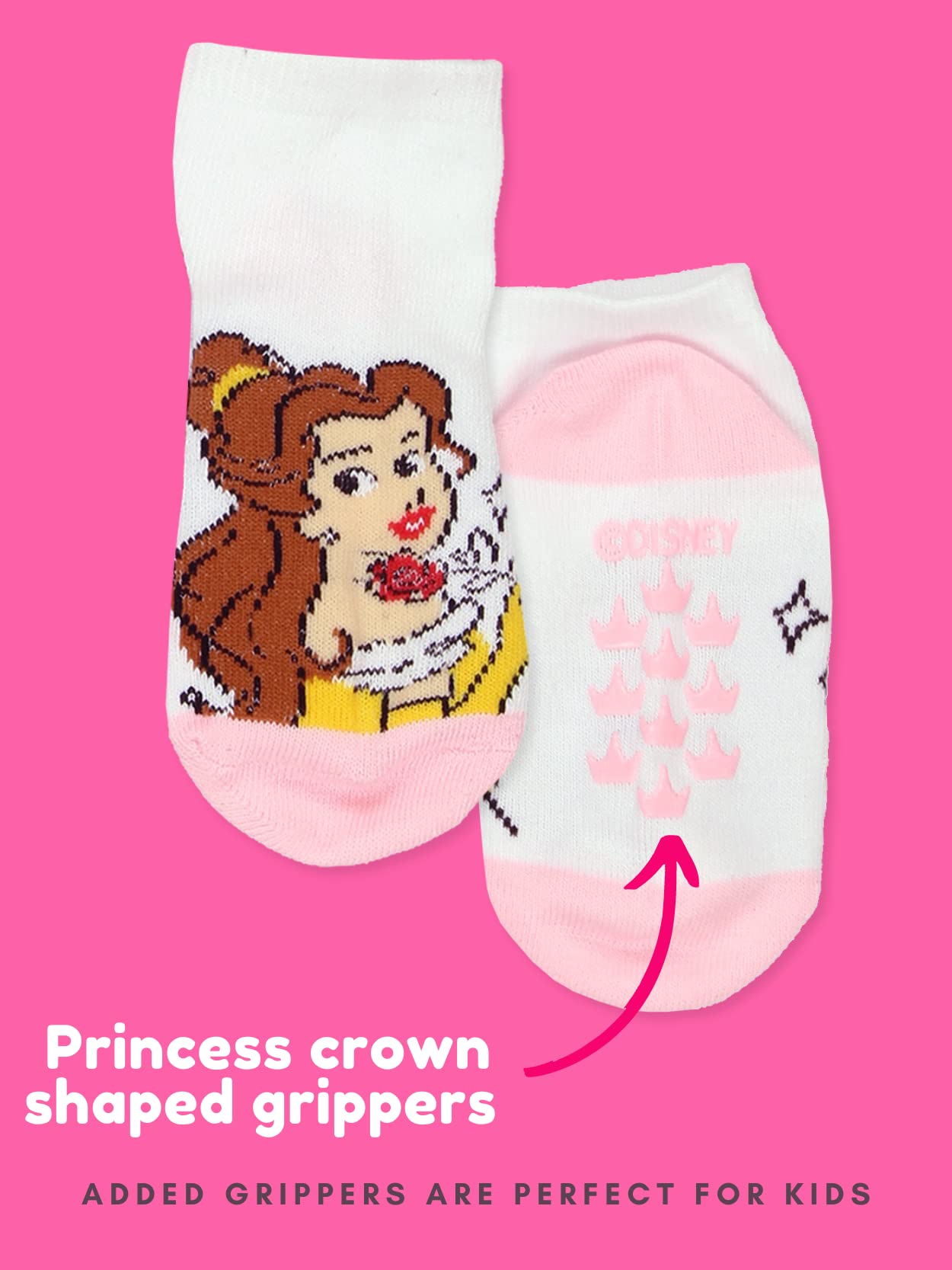 Disney Princess Toddler Girls 6 Pack Socks with Grippers (X-Small (2-4T), Aqua Blue)