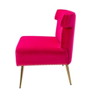 HULALA HOME Mid-Century Velvet Upholstered Loveseat Sofa Armless, Modern Loveseat Couch with Golden Metal Legs, Living Room Tufted Velvet 2 Seater Sofa Chairs for Apartment Small Spaces（FUCHSIA）