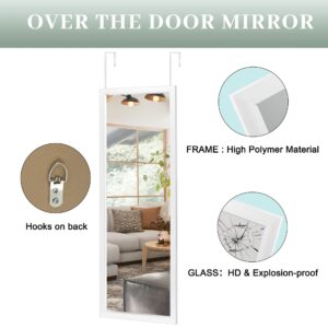 NeuType Over The Door Full Length Mirror 44" x 16" Door Wall Mirror Wall Mount Over The Door Hanging Mirror with 2 Metal Hangers for Wall Bedroom, Bathroom, Living Room (Black)