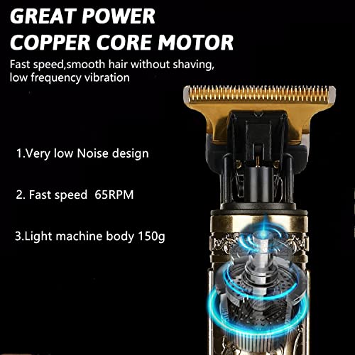 MIYUTU Hair Clippers for Men, Cordless Beard Trimmer Shaver Rechargeable T Blade Hair Trimmer Approaching Zero Grapped Hair Cutting Grooming Kit