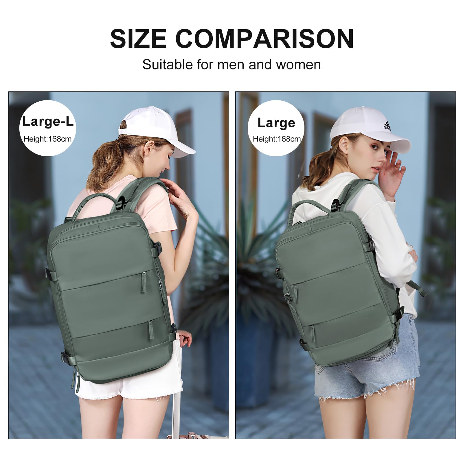 coowoz Large Travel Backpack For Women Men,Carry On Backpack,Hiking Backpack Waterproof Outdoor Sports Rucksack Casual Daypack Travel Essentials(Olive Green)