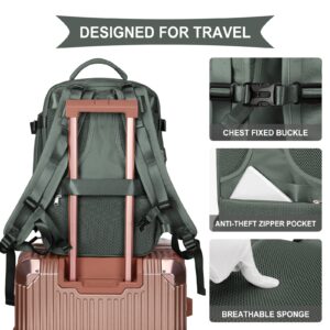 coowoz Large Travel Backpack For Women Men,Carry On Backpack,Hiking Backpack Waterproof Outdoor Sports Rucksack Casual Daypack Travel Essentials(Olive Green)