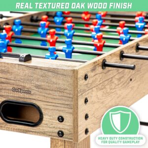 GoSports 48 Inch Game Room Size Foosball Table - Oak Finish - Includes 4 Balls and 2 Cup Holders