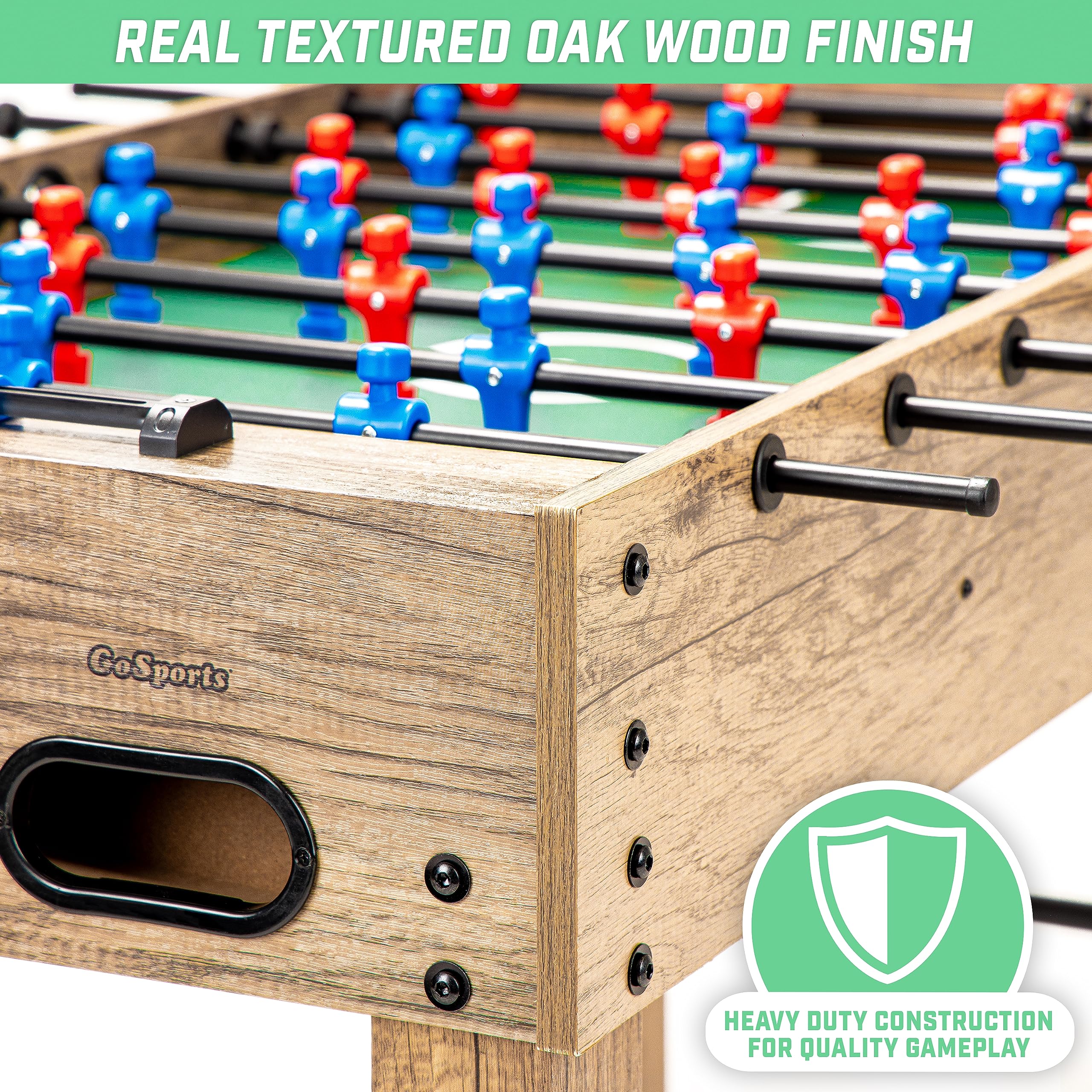 GoSports 48 Inch Game Room Size Foosball Table - Oak Finish - Includes 4 Balls and 2 Cup Holders