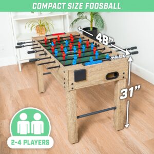 GoSports 48 Inch Game Room Size Foosball Table - Oak Finish - Includes 4 Balls and 2 Cup Holders