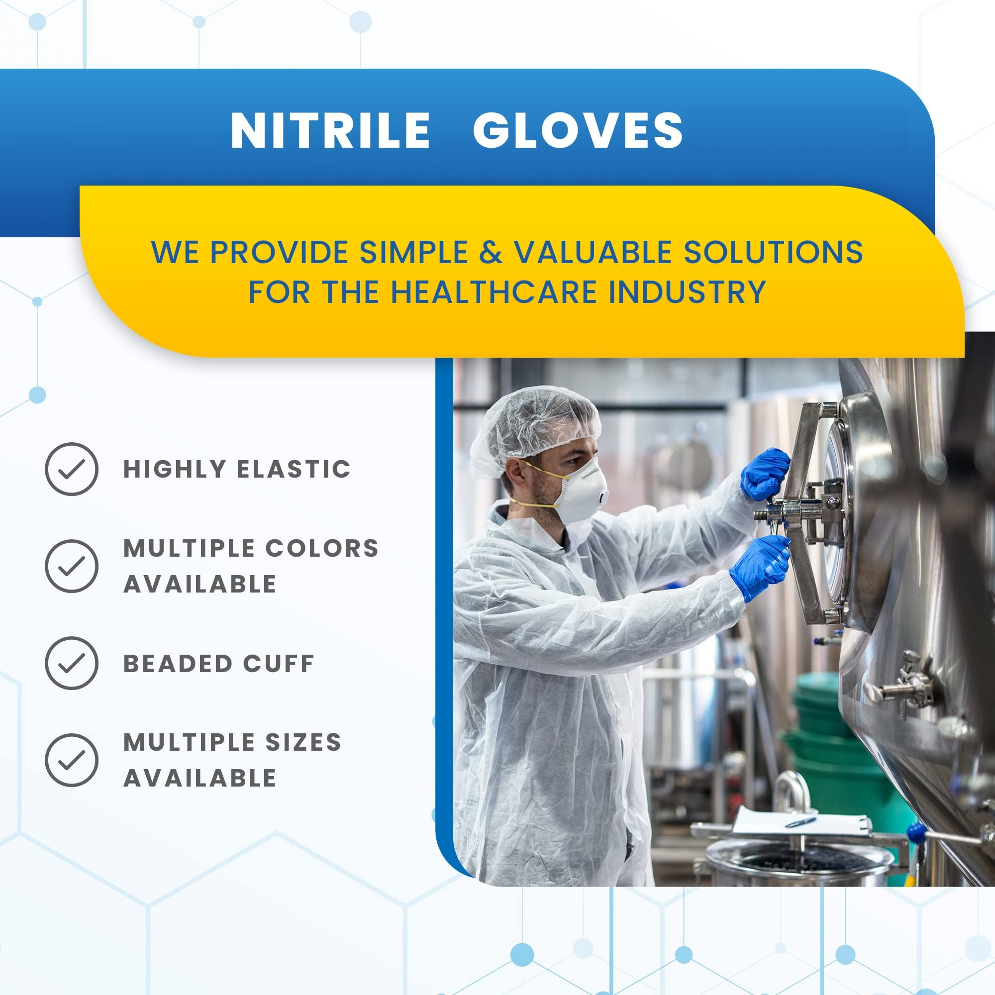 Nitrile Disposable Gloves | Food Prep Kitchen Cooking and Cleaning Gloves Disposable Latex Free, and Powder Free Size Medium, Pack of 100