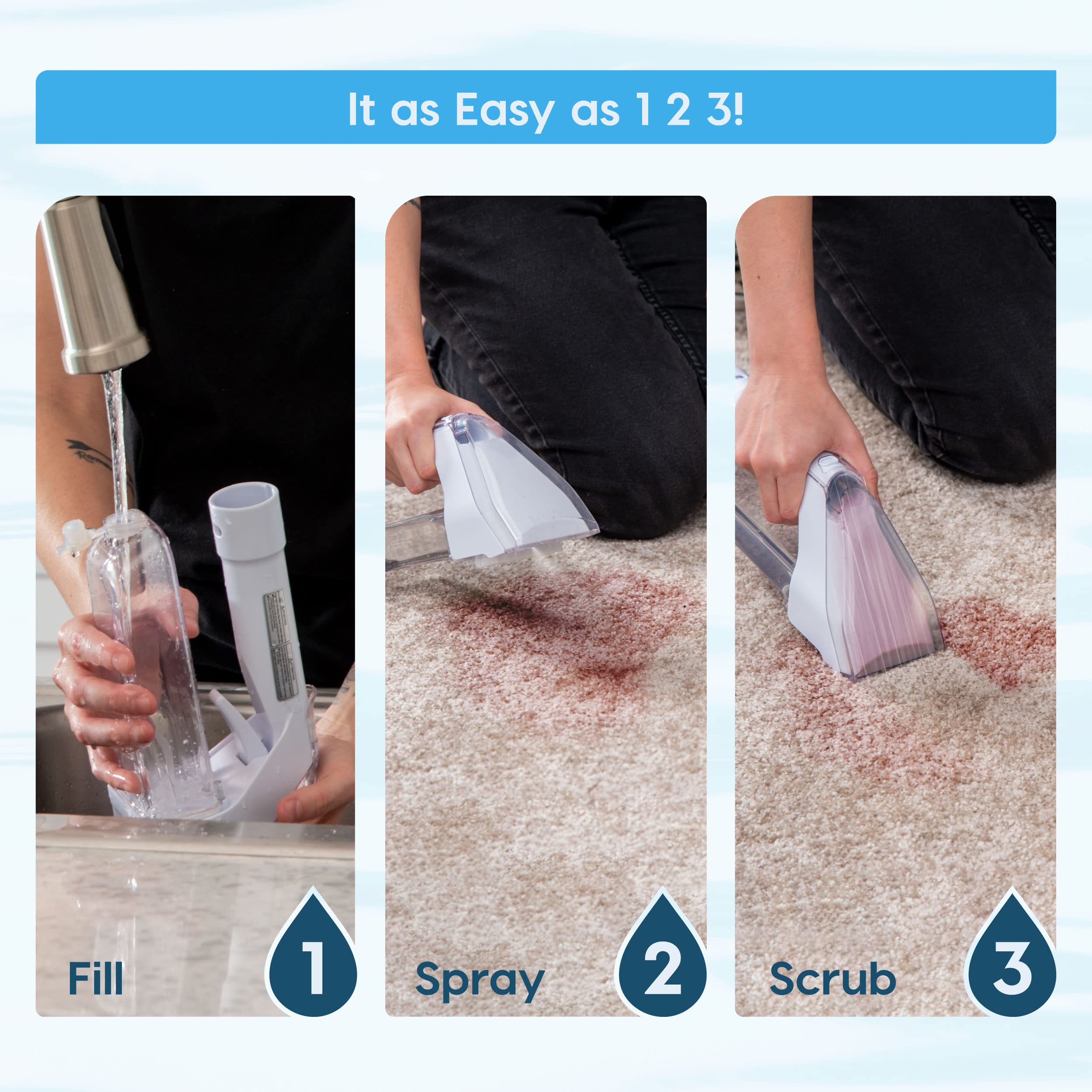 IRIS USA Portable Carpet Cleaner, Couch Sofa Flat Rug Shampooer Cleaner 16.9oz Chemical-Free Spot Cleaner Machine, Lightweight Portable Upholstery Cleaner, Handheld, Aspiradora para Lavar Alfombras