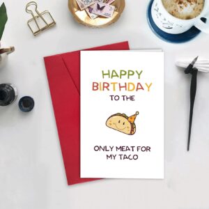 Ulbeelol Taco Birthday Card, Naughty Birthday Card, Funny Bday Card for Him Husband Boyfriend Wife Her, You're The Only Meat for My Taco