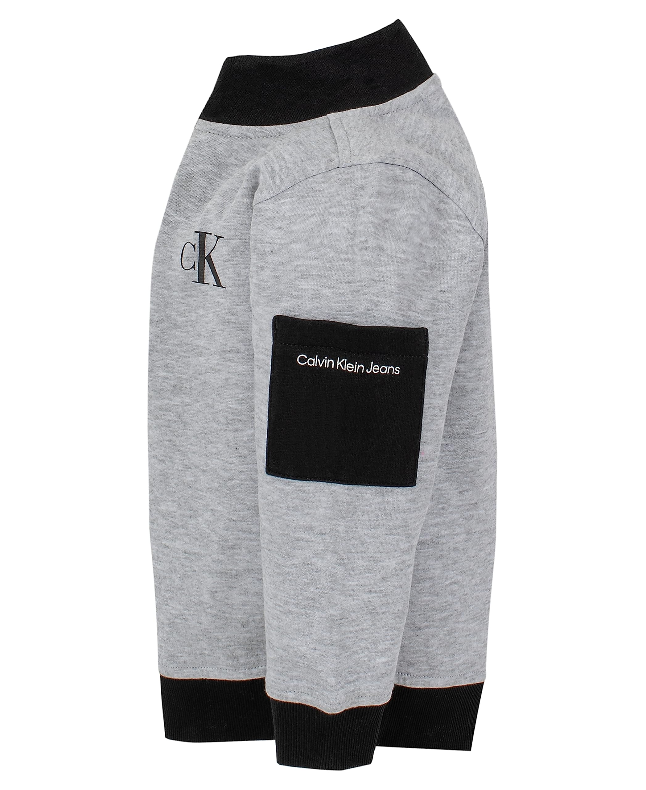 Calvin Klein Boys 2-Piece Quarter-Zip & Pant Set, Everyday Wear, Ultra-Soft & Comfortable Fit, Grey/Black