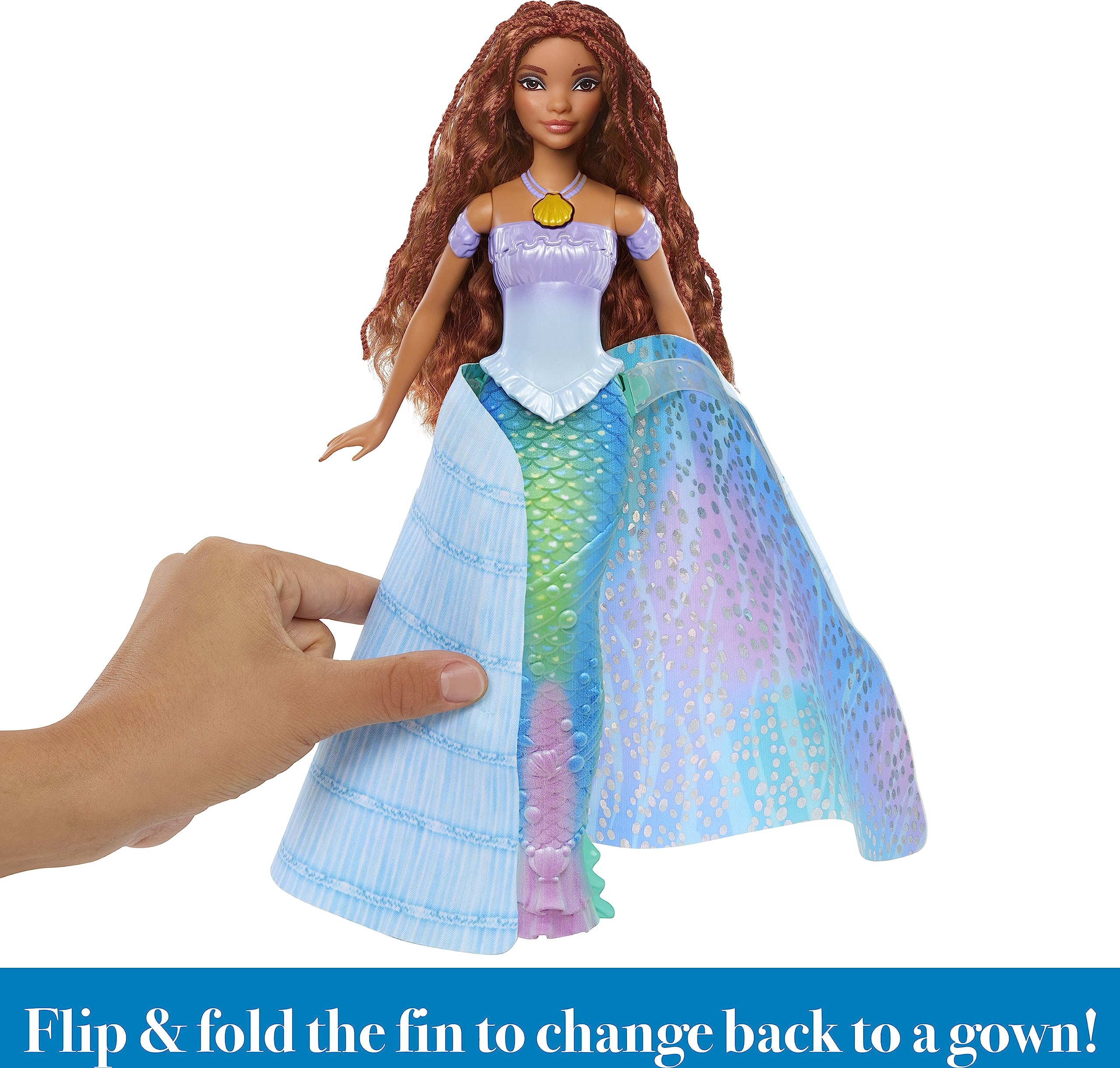 Mattel Disney Princess Toys, The Little Mermaid Transforming Ariel Fashion Doll, Switch from Human to Mermaid, Inspired by the Movie