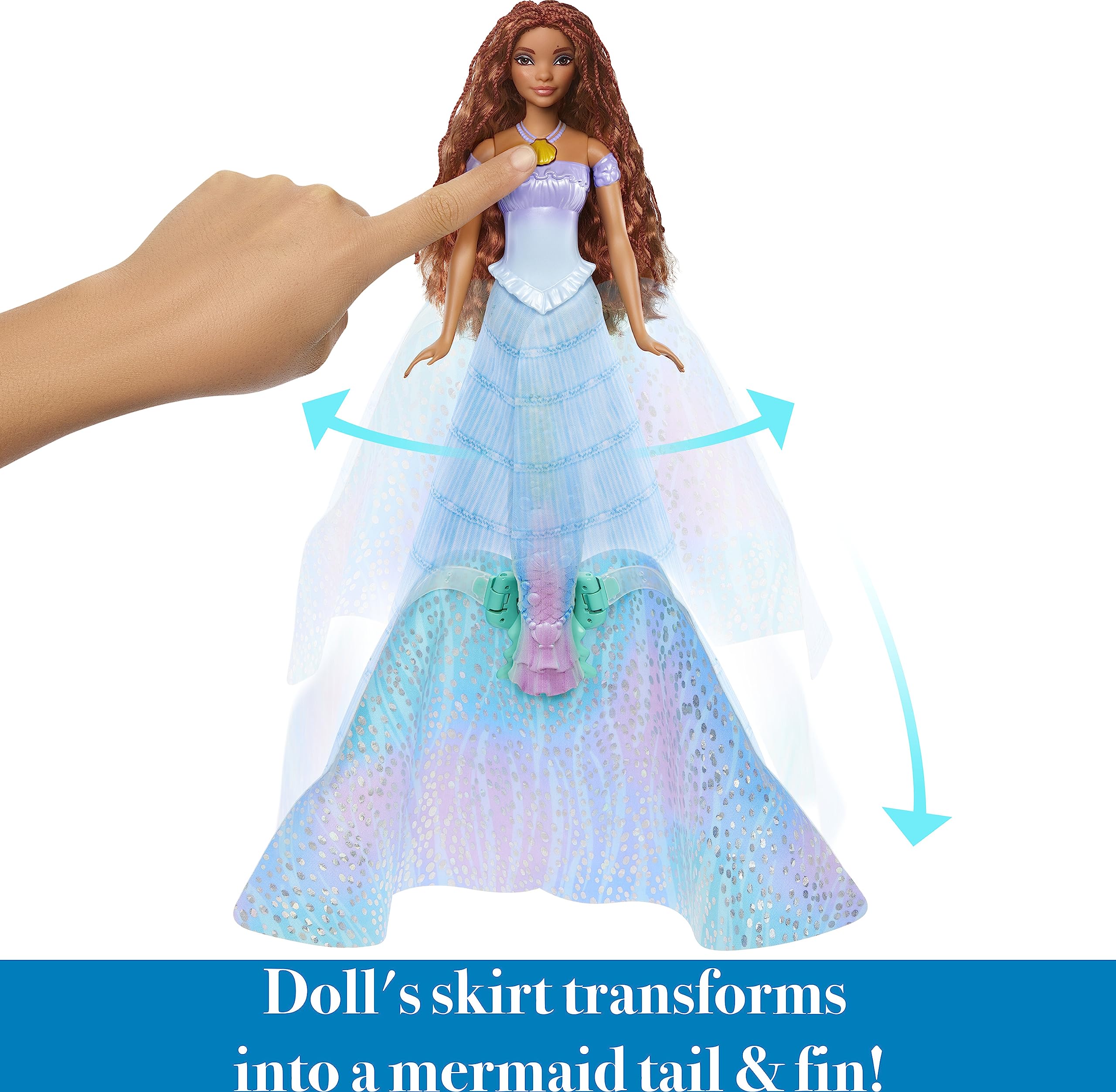 Mattel Disney Princess Toys, The Little Mermaid Transforming Ariel Fashion Doll, Switch from Human to Mermaid, Inspired by the Movie