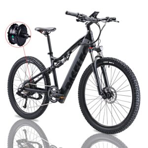 paselec electric bike with bafang motor 750w peak, 28mph full suspension ebike, electric bike for adults, electric mountain bicycle with 13ah battery,27.5'' e-mtb, professional 9-speed gears