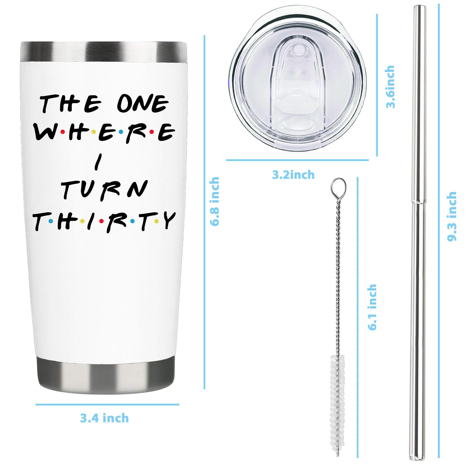 30th Birthday Gifts For Her 30th Birthday Gifts For Women 20oz Travel Tumbler Happy 30 Year Old Bday Presents For 1994 Born Woman Female Friend Sister White Turn Thirty Wine Cup With