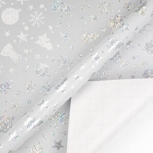 LDGOOAEL Christmas Wrapping Paper Roll with Cut Lines on Reverse - Metallic Silver foil for Holiday, Chistmas, Birthday, Wedding, Baby Shower - 4 Roll - 30Inch X 10Feet Per Roll