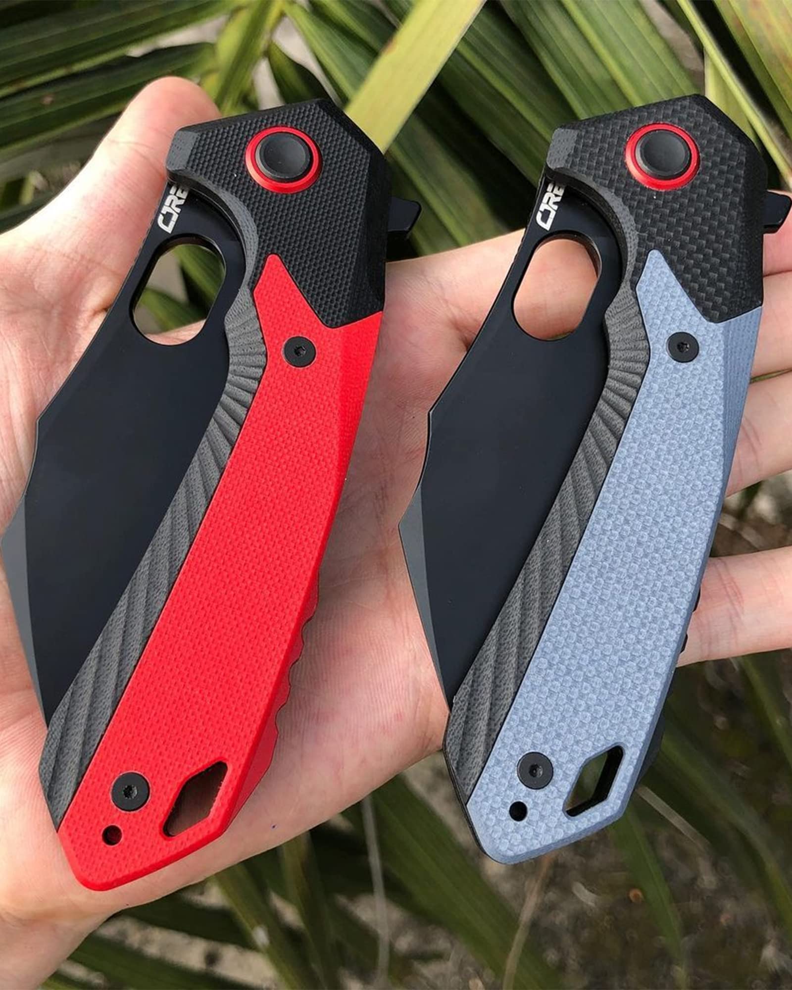 CJRB Folding Pocket Knife Caldera (J1923) AR-RPM9 Powder Steel Blue G10 Handle for Men EDC Camping Hiking Outdoor