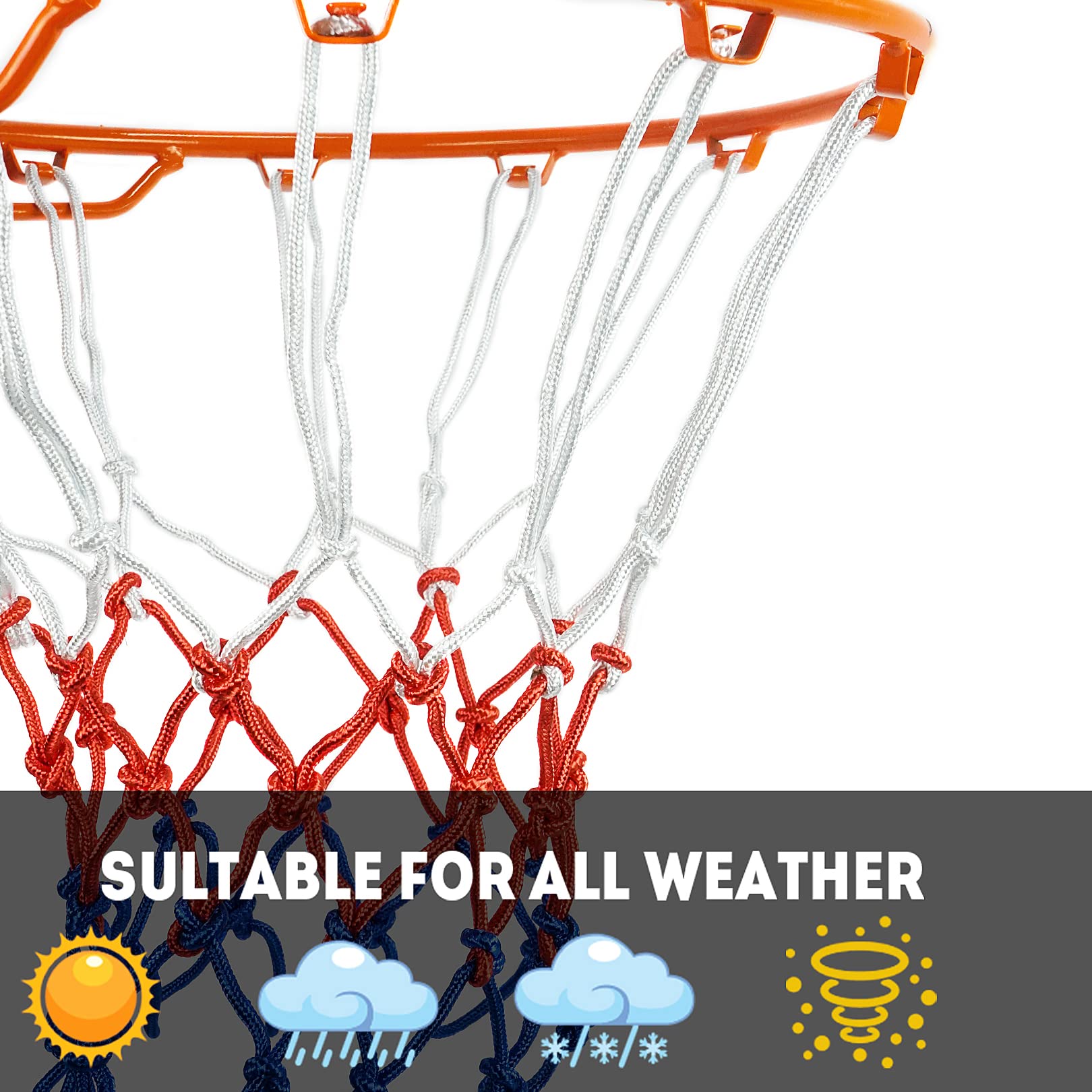 Aoneky Basketball Rim Replacement, Standard 18" Size Basketball Goal Hoop with Net - 14mm Orange